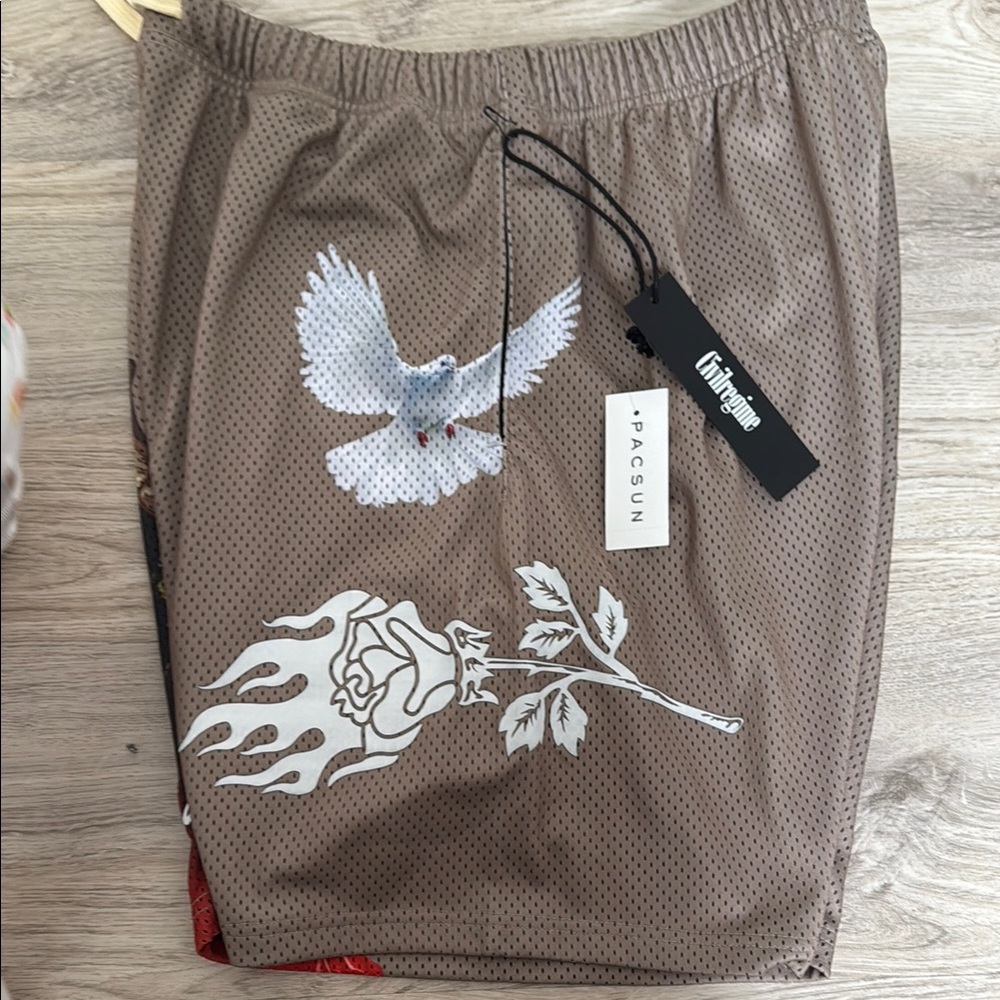 Brown PacSun Shorts with Graphic Design